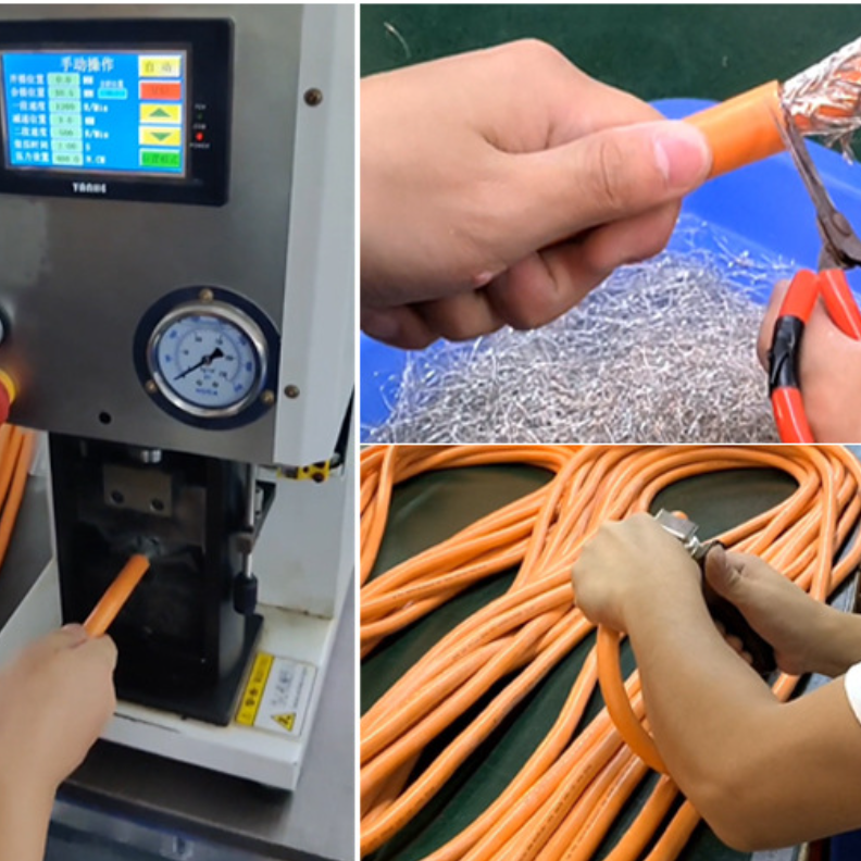 High-voltage harness undergoing hipot electrical safety testing