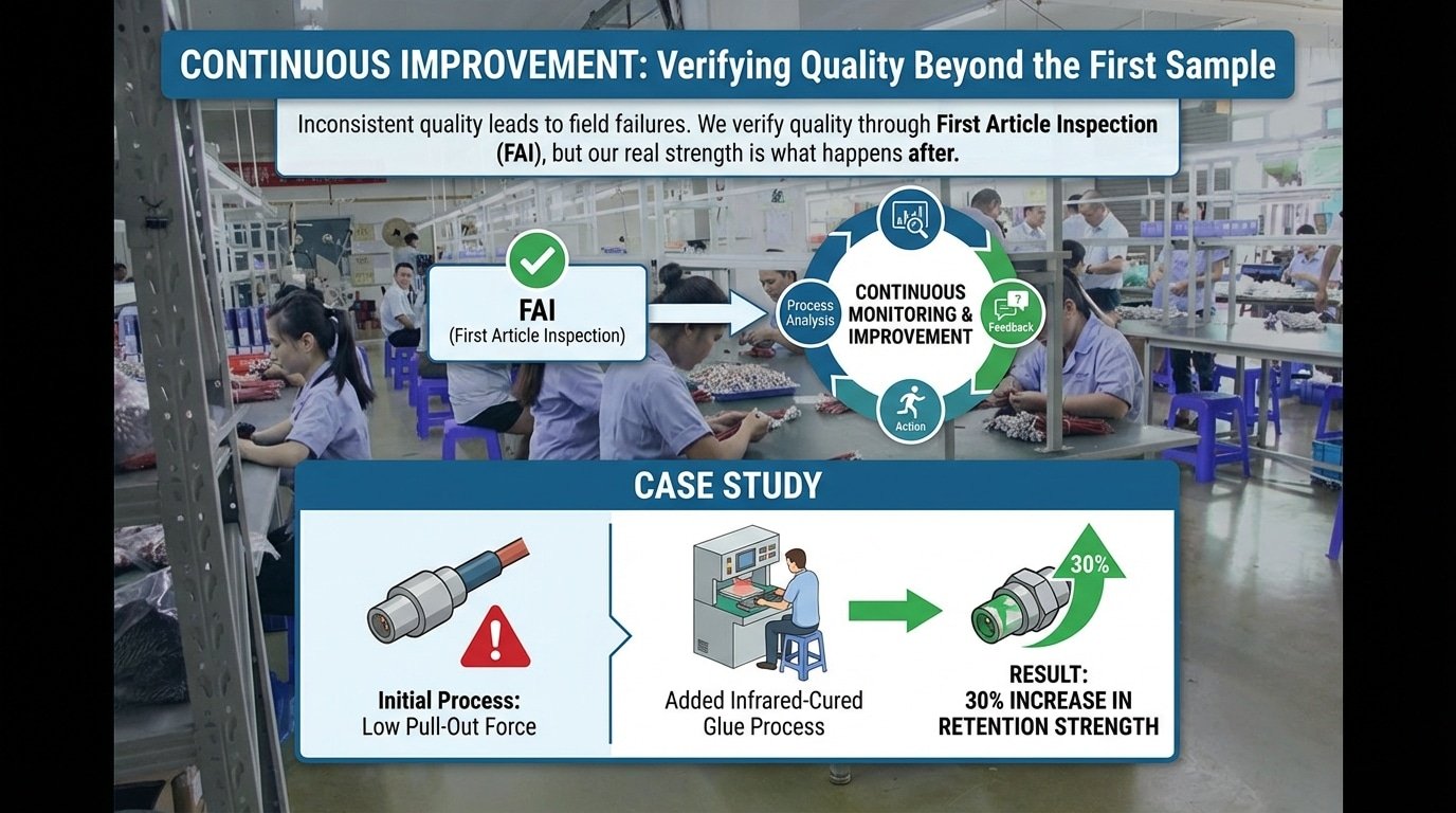 Technician Inspecting Harness