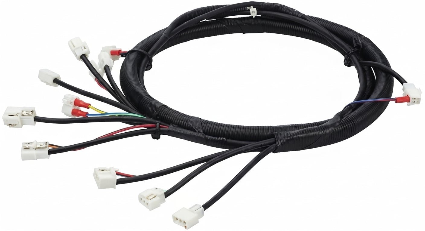 Complex automotive wire harness built by an IATF 16949 certified custom cable assembly manufacturer