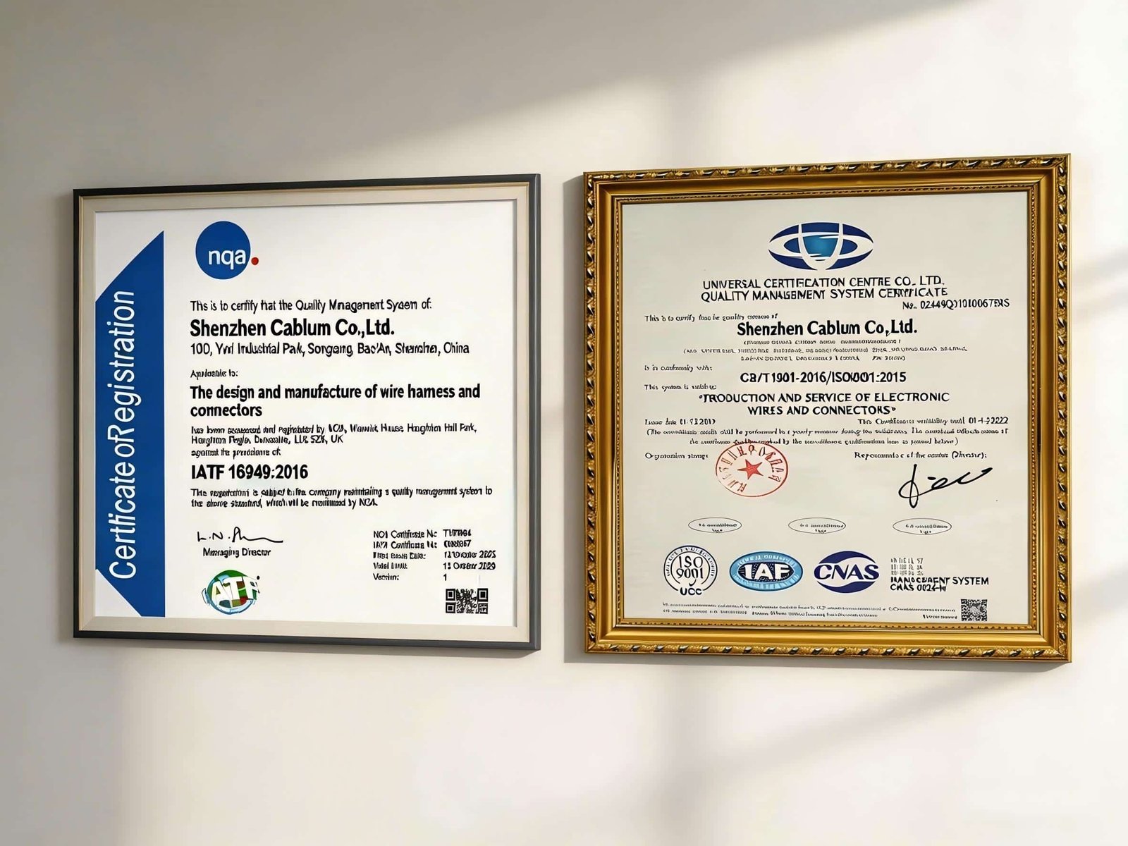 Quality Certificates Wall