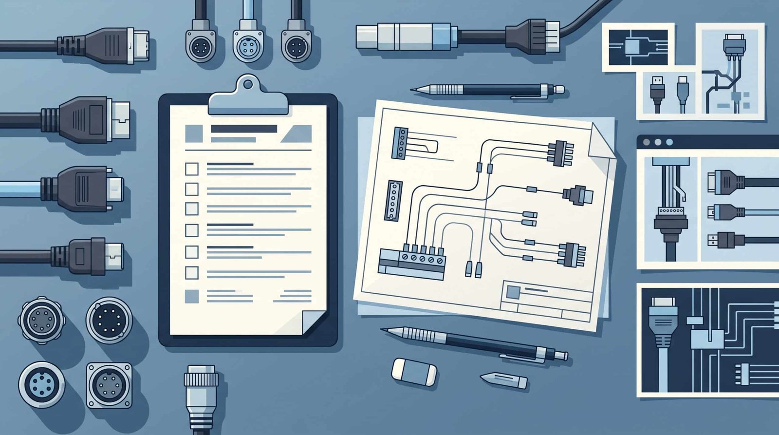 AI-generated illustration of industrial cable endpoint and drawing review