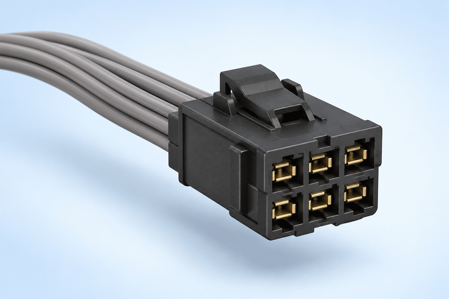 Generic connector illustration showing the mating face and top latch